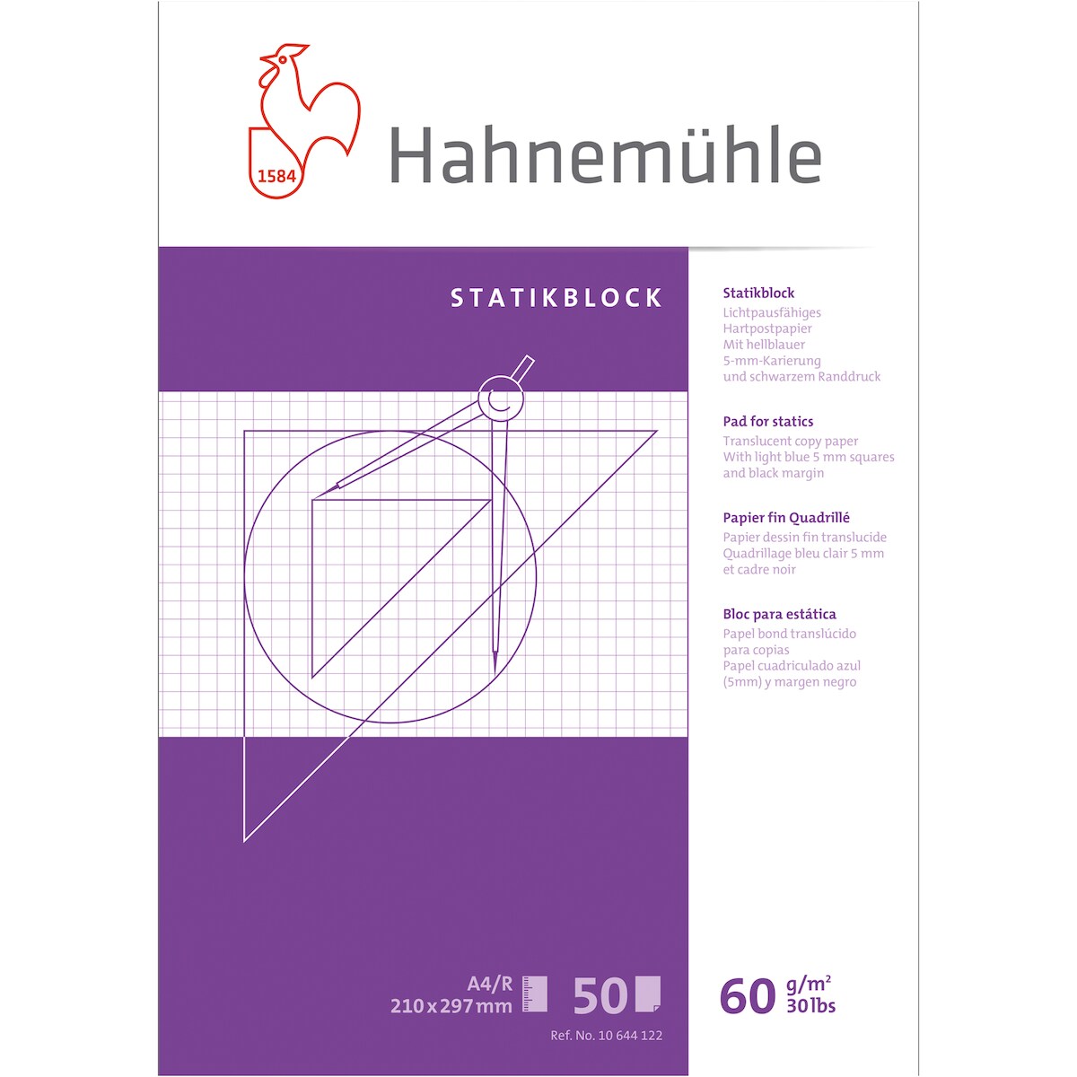 Hahnemühle Statikblock 10644122 A6 60g 50 Blatt weiß Image