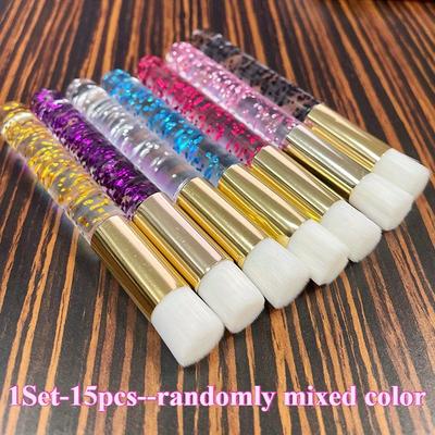 TEMU 1set 15pcs Small Ink Blending Brushes Set, Mixed Color, Made Of Other Plastic Material, Hand Tools, For Artistic Mixing And Effortless Gradient Creation Image