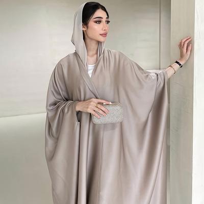 TEMU Simple Elegant Fashion Long Sleeve Batwing Abaya Kaftan, Long Length, Solid Color, No Belt, For Women Image