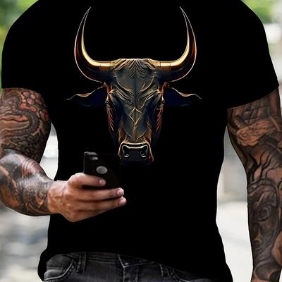 TEMU Men's 3d Print Graphic T-shirt, Round Neck, Short Sleeves, Loose Casual Streetwear, Summer. Image