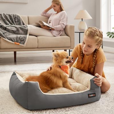 TEMU Feandrea Bed With Reversible Cushion - Hypoallergenic, Polyester-filled Basket For Small Breeds, Easy , Grey, 70 X 55 X , Pgw003g01 Image