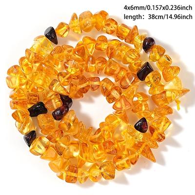 TEMU 4x6mm 1 String Of Natural Amber Beads For Making, Irregular And Arbitrary Shape Of Beaded Jewelry Making Bracelet Necklace Birthday Gift Halloween Christmas Gift Atmosphere Decoration Image