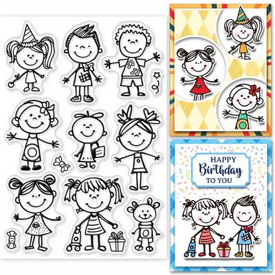 "TEMU Fingerinspire Cartoon-themed Clear Pvc Stamps For Scrapbooking And Card Making, 6.3" X 4.33" - Diy Craft & Photo , Single Sheet" Image