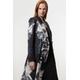 Karen Millen Womens Tailored Crepe Placed Floral Full Skirted Double Breasted Jacket - Monochrome Multi - Size 10 UK