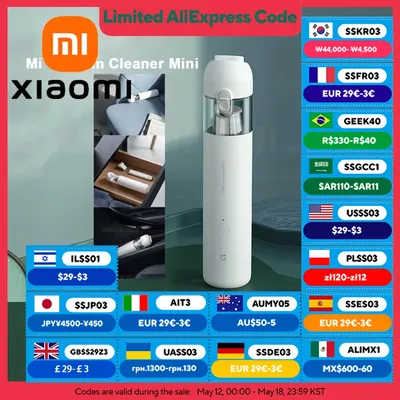 XIAOMI MIJIA kabelloser Handstaubsauger, 13 kPa Saugkraft, für kabelloser tragbarer Staubsauger für Zuhause und Auto, maximale Akkulaufzeit 30 Minuten Image