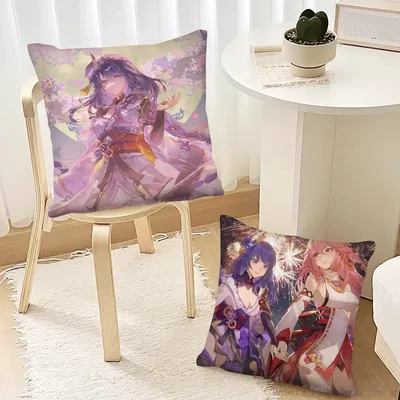 EPC Raiden Shogun Genshin Impact Case Quadratisches Kissen Kissenbezug Schlafzimmer Sofa Image