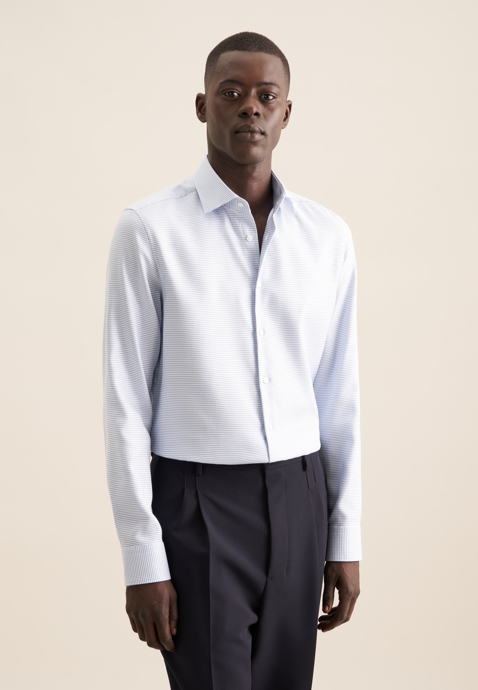 Businesshemd SEIDENSTICKER "Slim", Herren, Gr. L (41), normale Ärmellängen, grün (sage grün), 100% Baumwolle, Strukturmuster, slim fit, 2-Knopf-Manschette, Hemden, Slim 1/1 Kentkragen Struktur