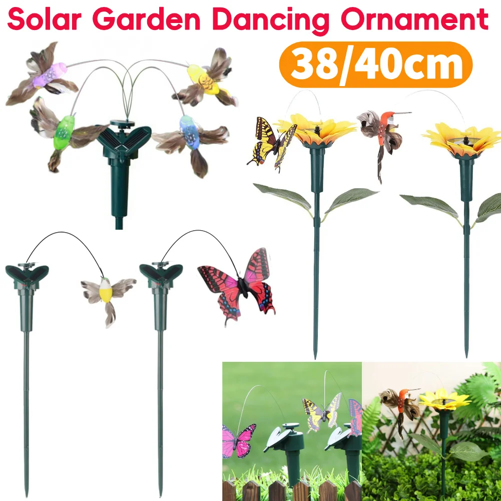 Solar betriebene fliegende Wackel Solar Garten Tanz Ornament niedlichen Tier Schmetterling Vogel Garten Pfahl Hof im Freien Rasen Dekor