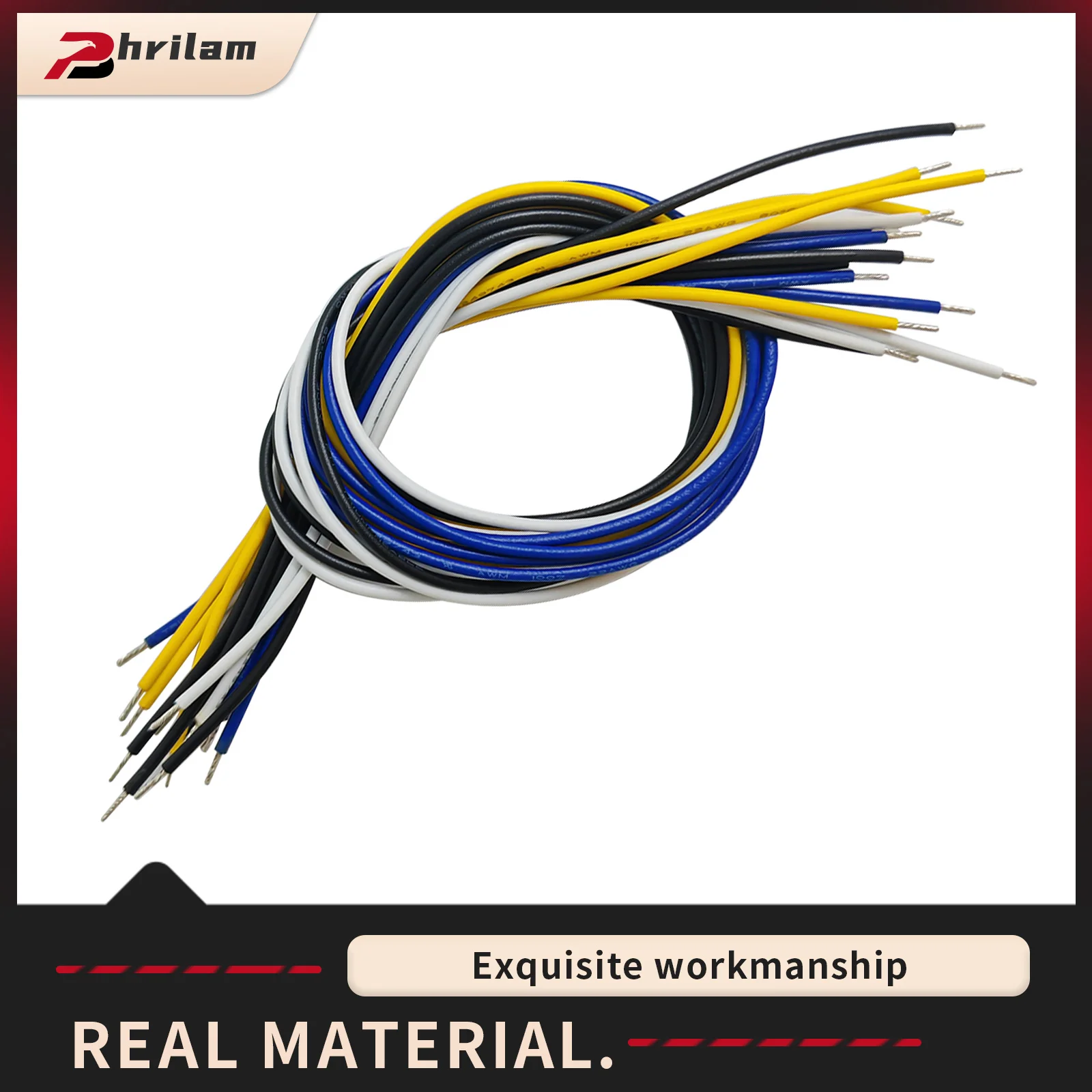 PHRILAM Set mit 16 Stück 22AWG Gitarren-Tonabnehmer-Verbindungsdraht, Schaltung, Tonabnehmerdraht für Gitarre und andere Musikinstrumente, 4 Farben Image