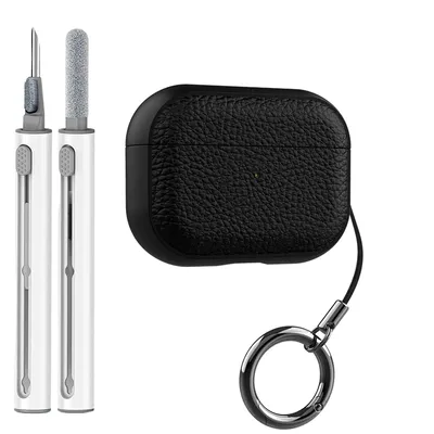 Ledertasche für AirPods 4. Generation AirPod Pro 2 Hülle 3 Max Weiche TPU-Schutzhülle mit Schlüsselanhänger Die vordere LED sichtbar Image