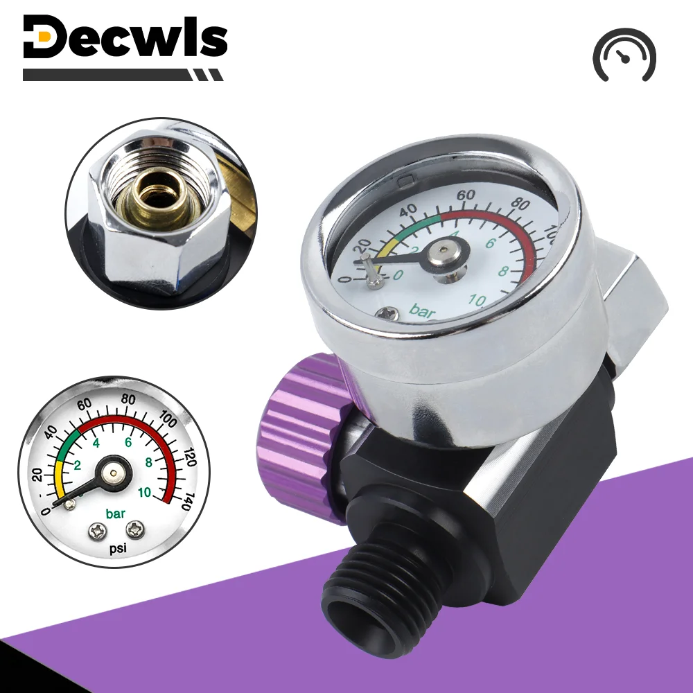 Druckregler für Spritzpistolen mit G1/4-Schnittstelle, 0–140 PSI einstellbares Luftdruckfilterventil, tragbares Zubehör für Druckluftwerkzeuge Image