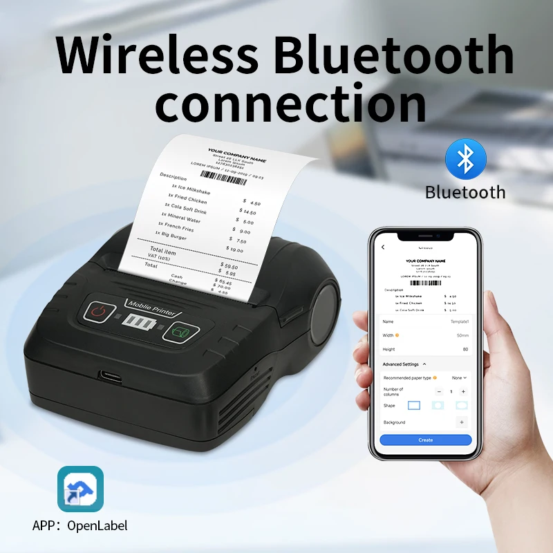 Hztz mini etiketten drucker tragbarer handheld thermo drucker mini barcode qr code aufkleber beleg schmuck kabel etikett Image