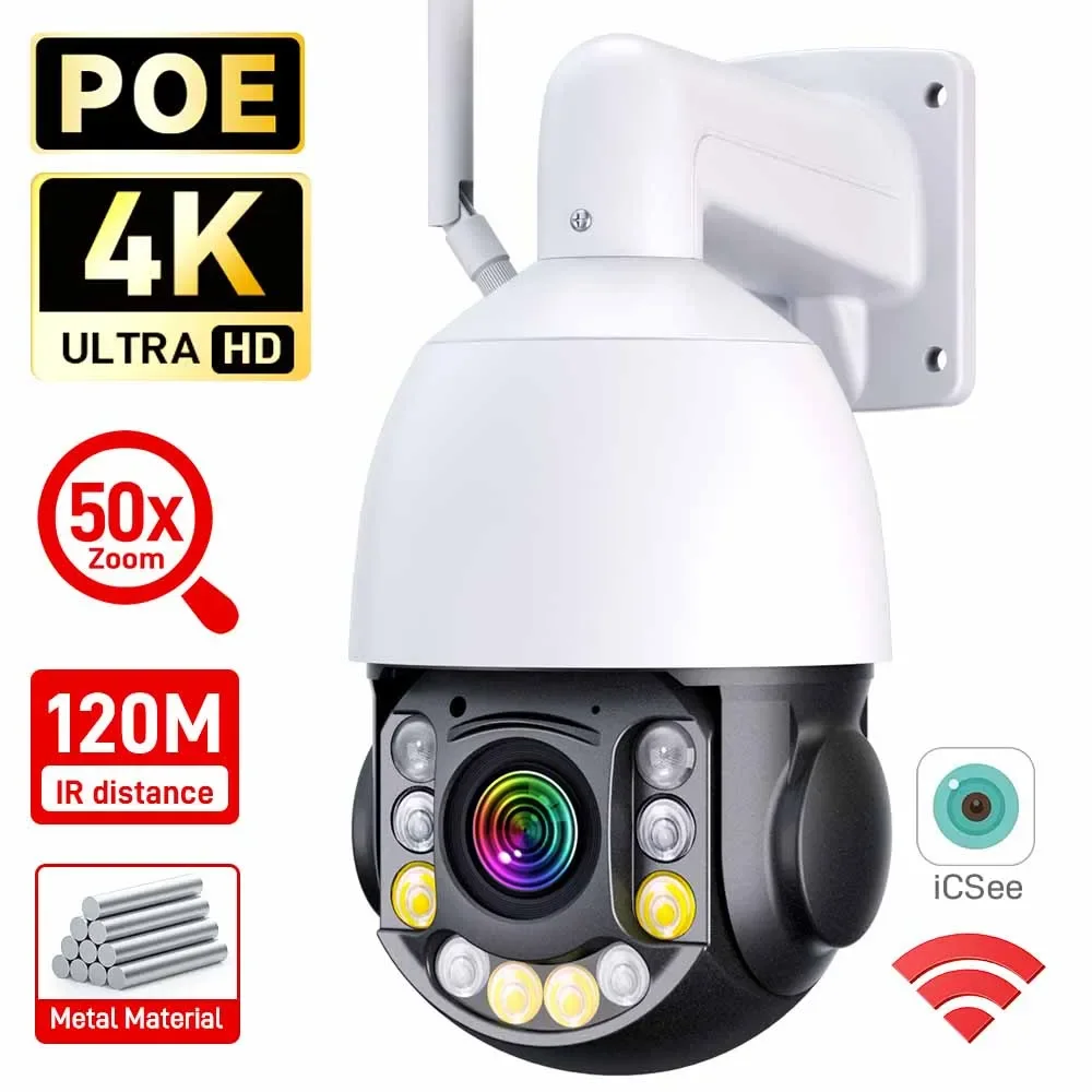 50X Optischer Zoom 8MP 4K PTZ IP Kamera Wifi CCTV Outdoor AI Menschliches Fahrzeug Tracking Audio Onvif POE Überwachungskamera ICSEE Image