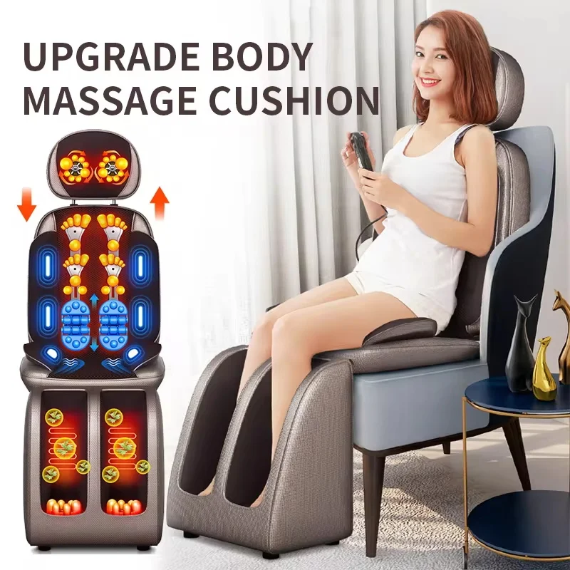 Upgrade Elektrischer Ganzkörper-Massagestuhl, Nacken, Rücken, Taille, Bein, Infrarot-Heizung, Vibration, Kneten, Shiatsu-Kissen, Sitzentspannung