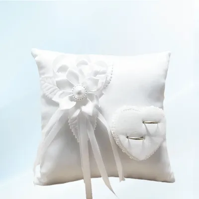 Hochzeitskissen, herzförmig, Blumendekor, Halter, Kissen, weich, bequem, schützt Hochzeitszeremonie, Verlobungsfeier Image