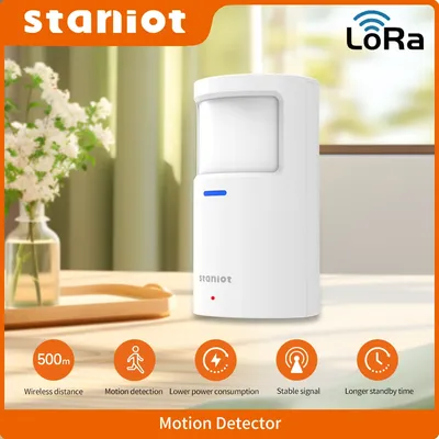 Staniot LoRa Version Wireless PIR Motion Detector 500m Communication Distance with Anti-Dismantling