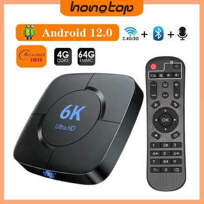 HONGTOP Smart TV Box Android 12 4GB 32GB 64GB 2.4G/5GHz Wifi Bluetooth Android TV Box 6K HDR Media