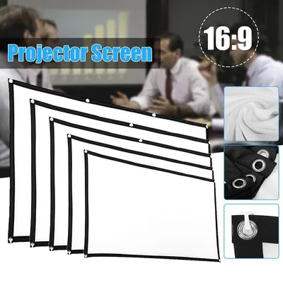 60-150 inch Portable Foldable Projector Screen High Density White No Creases Soft Projection Screen
