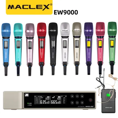 Maclex EW9000 UHF Long Distance Dual Channel Dual Handheld Professional Wireless Microphone System
