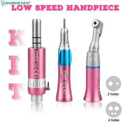 3Pcs/Set Dental Low Speed Handpiece Standard Head Kits Air Turbine Straight&Contra Angle&Air Motor