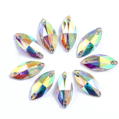 5 Sizes Horse Eye Resin Sew on Rhinestone Crystal AB Silver Flatback Sewing Stone Strass for