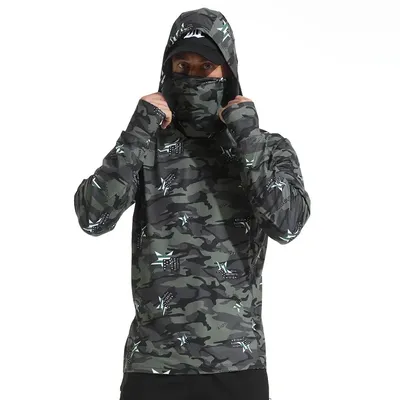 Camouflage quick drying fishing suit, breathable sun protection suit, men's ice UPF50+UV protection