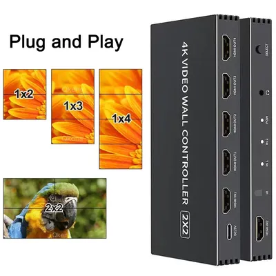 4k 2x2 HDMI Video Wall Controller 4 Channel TV Splicer 1X2 1X4 2x2 1x3 3x1 Multi Video Screen