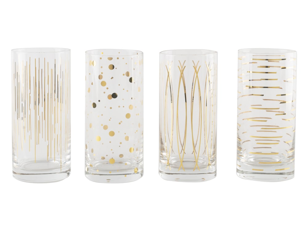 Cheers Set de 4 verres High Ball en or métallisé