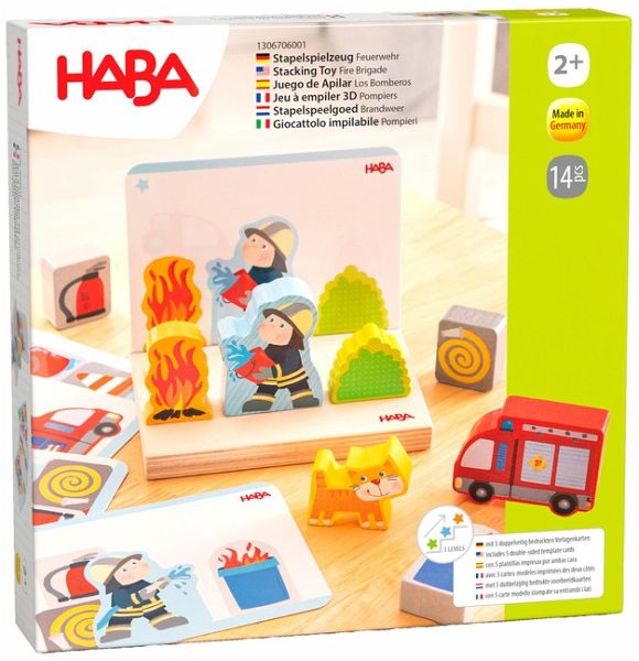 HABA 306706 - Stapelspielzeug Feuerwehr, 3D-Legespiel, 8-teilig - HABA Sales GmbH & Co. KG