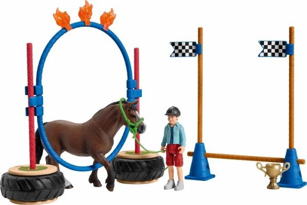 Schleich 42482 - Farm World, Pony Agility Rennen, Pferde Spielfigurenset - Schleich