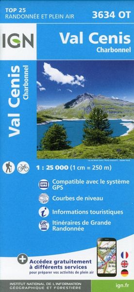 IGN Karte, Carte de randonnée (et plein air) Val-Cenis Charbonnel
