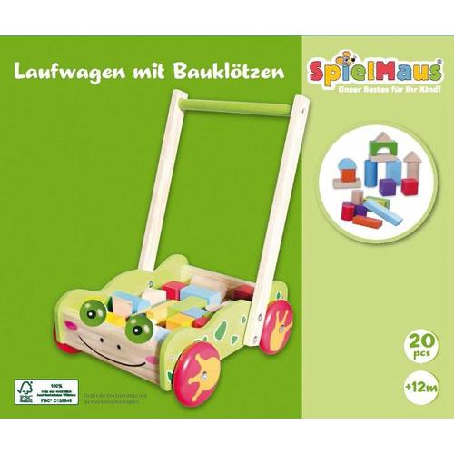 SpielMaus Holz Laufwagen mit Bauklötzen, 20 Stück - VEDES Großhandel GmbH - Ware