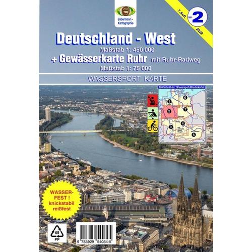 Wassersport-Wanderkarte / Deutschland-West mit Gewässerkarte Ruhr