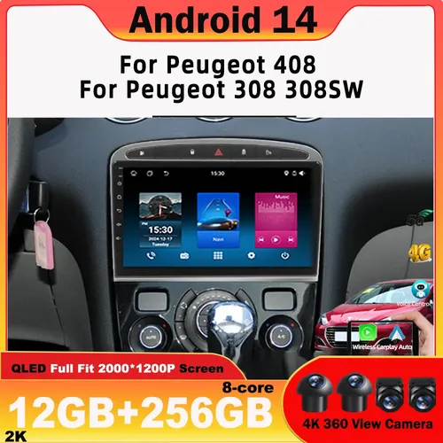 Android 14 voiture pour Peugeot 408 pour Peugeot 308 308SW unité multimédia voiture GPS vidéo