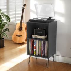 Record Player Turntable Media Stand with Open Shelves