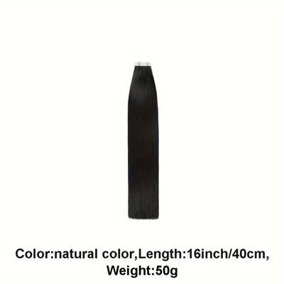 TEMU Tape In Hair Extensions Brazilian Real Human Hair For Women 16-26inch Invisible Seamless Light Beige Weft Straight Hair Tape Ins 50g Image