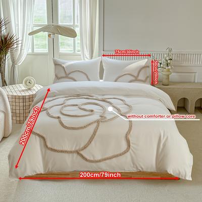 TEMU Tufted Bed Cover Set 2/3 Sets (1 Bed Cover + 1/2 Pillowcase), Large , Simple And Comfortable, Bedroom Bedding Set, With Zipper And Corner Strap, Suitable For Women And Men Image