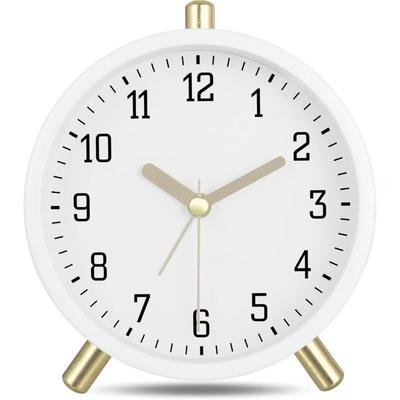 Jusch - Milchweißer stiller Wecker mit Licht, einfache und moderne dekorative Tischuhr, Image