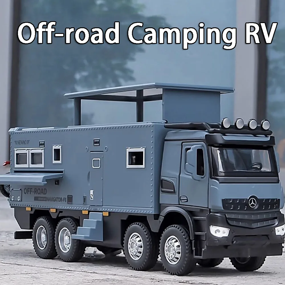 Maßstab 1:24, Offroad-RV-Modellauto, Spielzeug, Legierung, Druckguss, städtische Rettungsfahrzeuge, Ton, Licht, Türen, geöffnet, zurückziehbares Spielzeug für Kinder, Geschenke Image