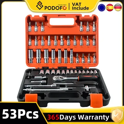 53Pcs Ratchet Wrench Tool Set with Sockets 1/4 inch Drive Bit Socket Set Grade Chrome Vanadium Mechanics Tool Auto Repairing