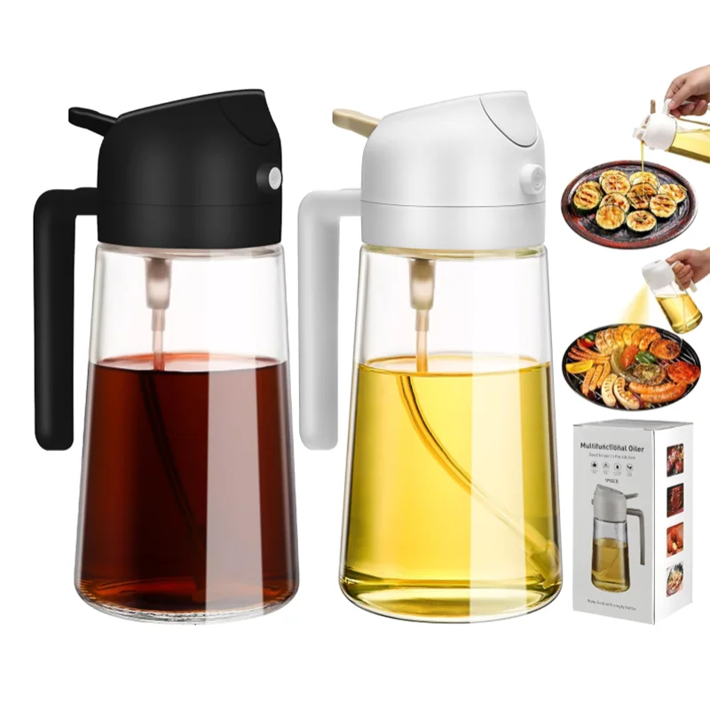Ölspenderflasche, 2-in-1-Ölspender und Ölsprüher, 16,5 oz/470 ml Glas-Sprühflasche, auslaufsichere Design-Sprühflasche Image