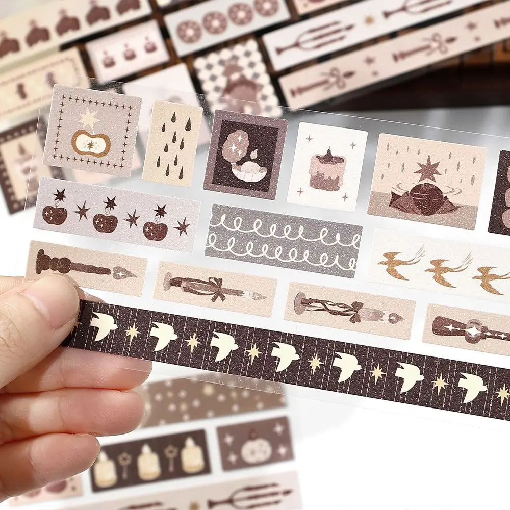 6 stücke Lange Streifen Flash Sand Stanzen Aufkleber Collage Junk Journal DIY Tagebuch Album Sammelalbum Hintergrund Dekoration Aufkleber Image