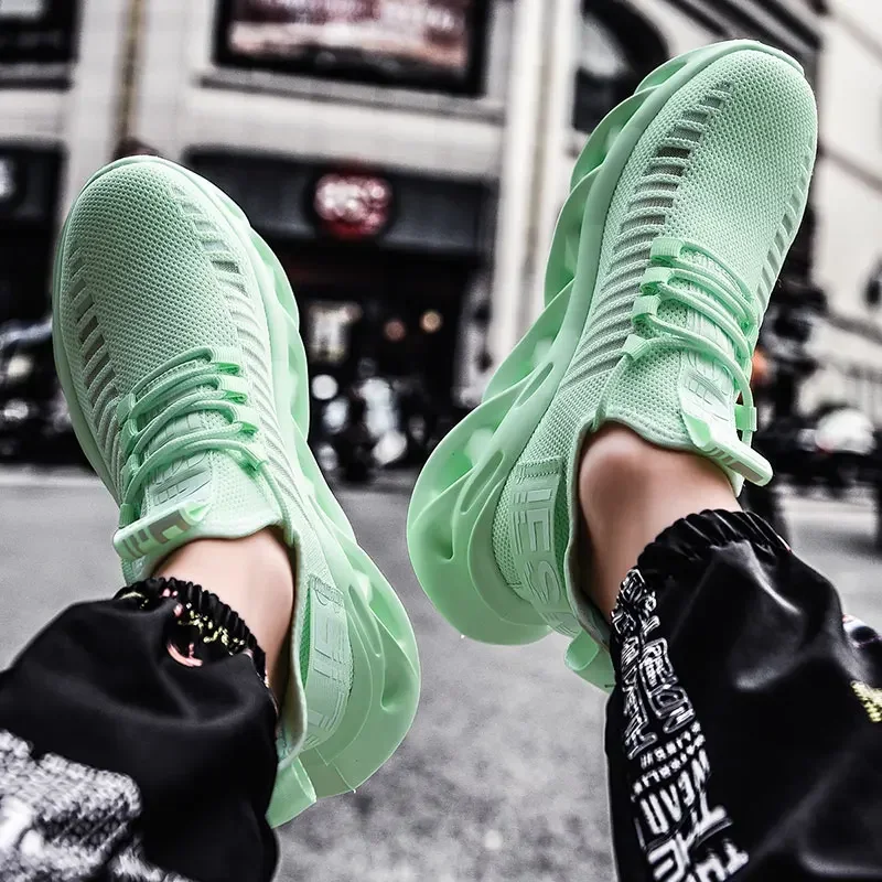 Sportschuhe Herrenschuhe Sommer Mesh Atmungsaktiv Laufen Stoßdämpfend Trendige Schuhe Leichte Laufschuhe Schwarz Offiziell