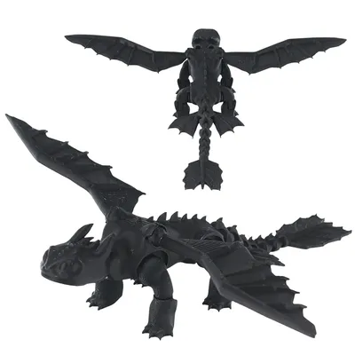 3D-gedrucktes zahnloses Drachenmodell, 3D-gedruckte Desktopfigur, fliegender Drache zum Sammeln Image