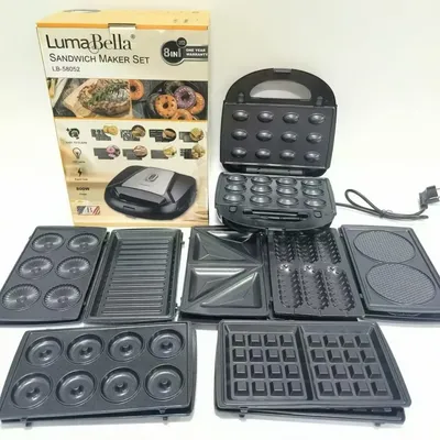 European style eight in one household stainless steel pancake maker, waffle maker, sandwich maker, cake maker