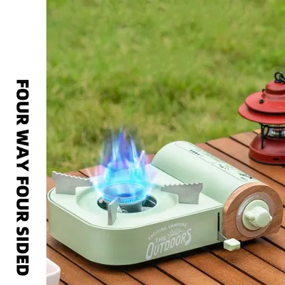 2200W Outdoor Mini Card Stove Ultra Lightweight Portable Cooking Gas Stove Camping Picnic Windproof High Firepower Gas Stove