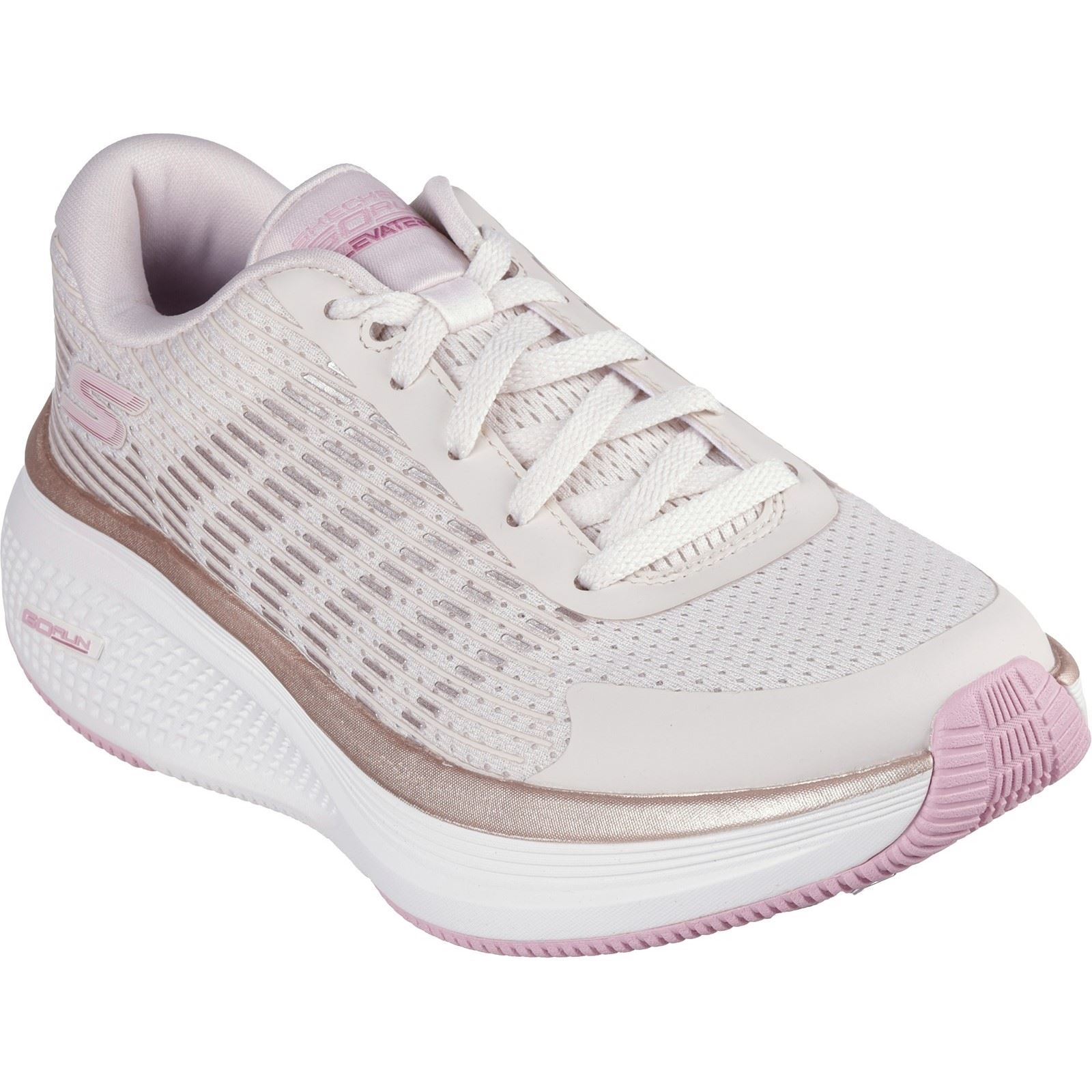 Skechers Performance GO RUN Elevate 2.0 Damen Sneaker aus natürlichen/rosa Textilien