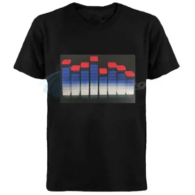 Hot Sale Sound Active Equalizer El T Shirt Equalizer Light Up Down Led T-Shirt Flashing Music
