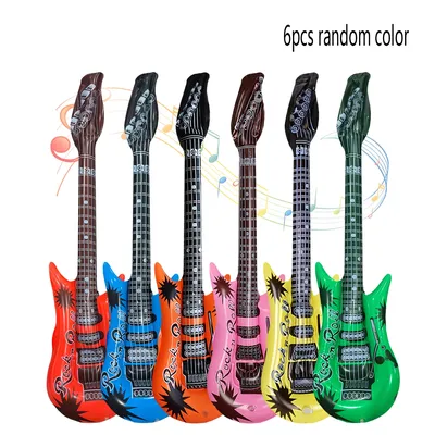 6Pcs Random Pvc Inflatable Toys 95cm Guitar Performance Stage Inflatable Instruments Thickened