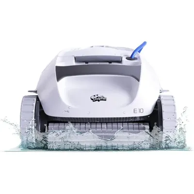 E10 Automatic Robotic Pool Vacuum Cleaner, Active Scrubber Brush, Top Load Filters Access, Ideal for
